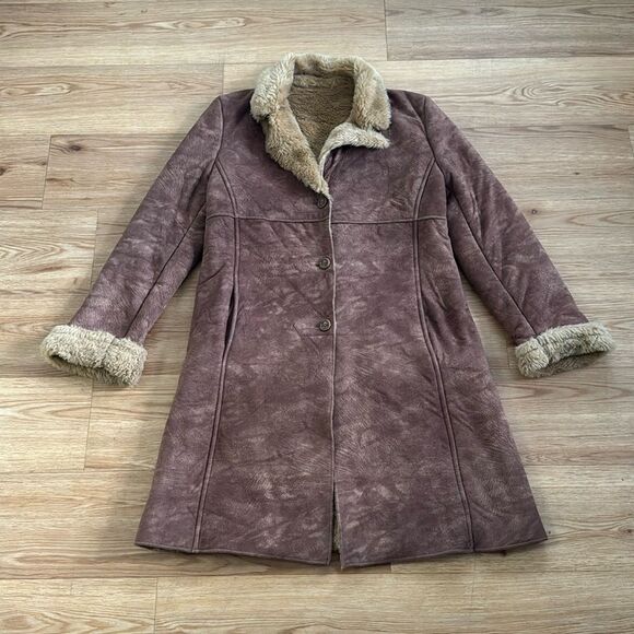 Larry Levine Sport Women's Faux Fur Lined Jacket Sz Large Faux Suede Outdoors - Picture 1 of 9